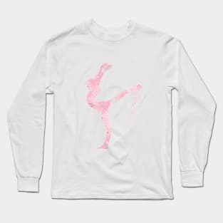 Girl Gymnast Pink Watercolor Art Sport Gift Long Sleeve T-Shirt